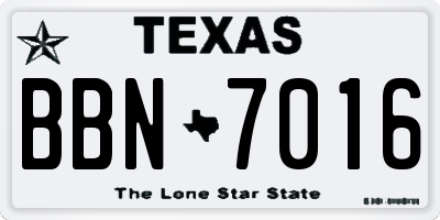 TX license plate BBN7016
