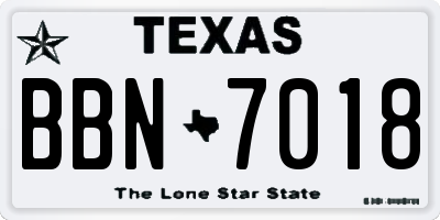 TX license plate BBN7018