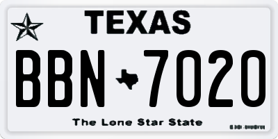 TX license plate BBN7020