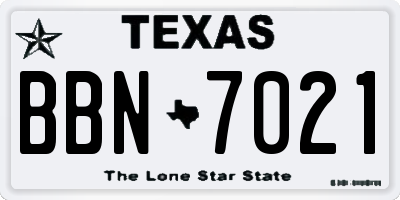 TX license plate BBN7021