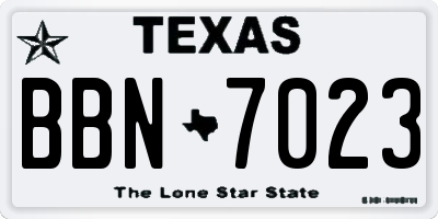 TX license plate BBN7023