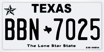 TX license plate BBN7025