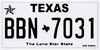 TX license plate BBN7031