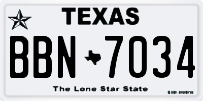 TX license plate BBN7034