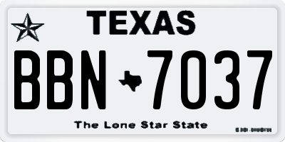 TX license plate BBN7037