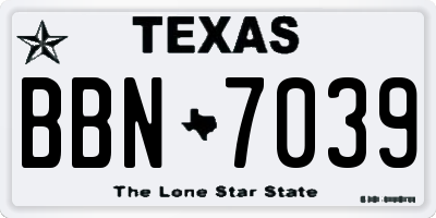 TX license plate BBN7039