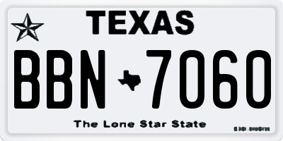 TX license plate BBN7060
