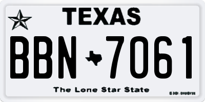 TX license plate BBN7061