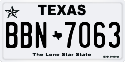 TX license plate BBN7063