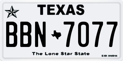 TX license plate BBN7077