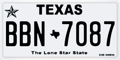 TX license plate BBN7087