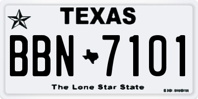 TX license plate BBN7101