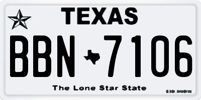 TX license plate BBN7106