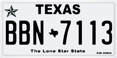 TX license plate BBN7113