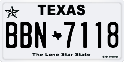 TX license plate BBN7118