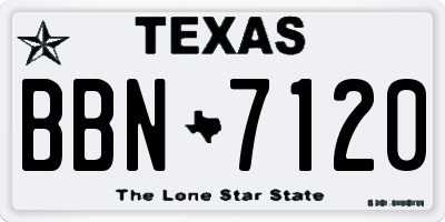 TX license plate BBN7120