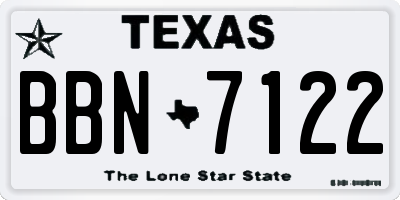 TX license plate BBN7122