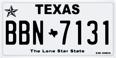 TX license plate BBN7131