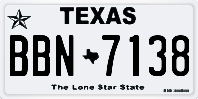 TX license plate BBN7138