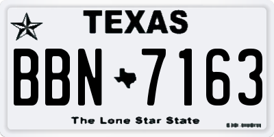 TX license plate BBN7163