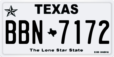 TX license plate BBN7172