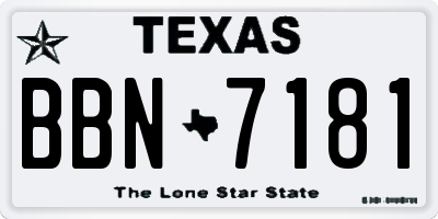 TX license plate BBN7181