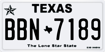 TX license plate BBN7189