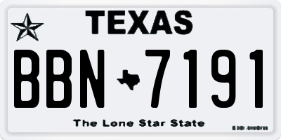 TX license plate BBN7191