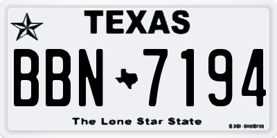 TX license plate BBN7194