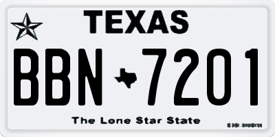 TX license plate BBN7201