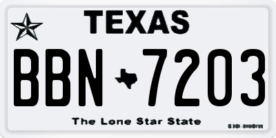 TX license plate BBN7203