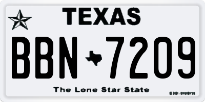 TX license plate BBN7209