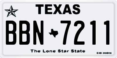 TX license plate BBN7211