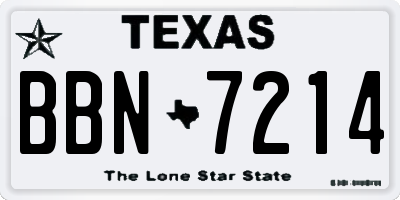 TX license plate BBN7214