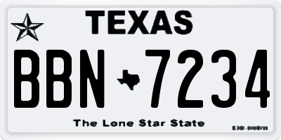 TX license plate BBN7234