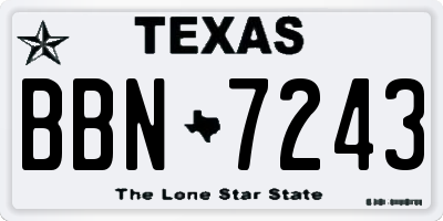 TX license plate BBN7243
