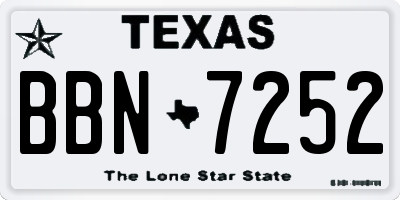 TX license plate BBN7252