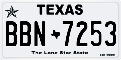 TX license plate BBN7253