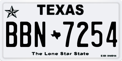 TX license plate BBN7254