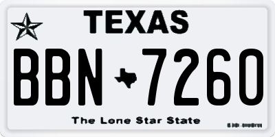 TX license plate BBN7260