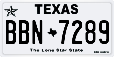 TX license plate BBN7289