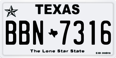 TX license plate BBN7316