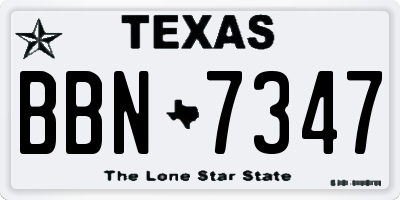 TX license plate BBN7347