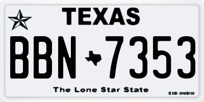 TX license plate BBN7353