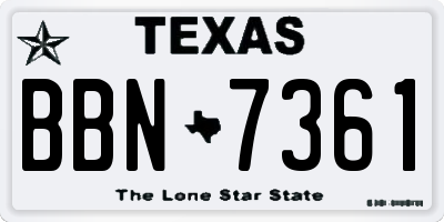 TX license plate BBN7361