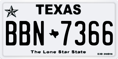 TX license plate BBN7366