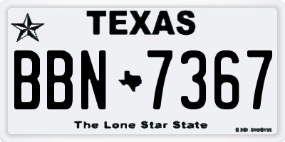TX license plate BBN7367