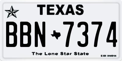 TX license plate BBN7374