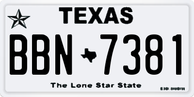 TX license plate BBN7381