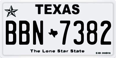 TX license plate BBN7382